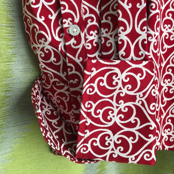 Talbots Red Scroll Button Down Shirt size 6P - Picture 7 of 11